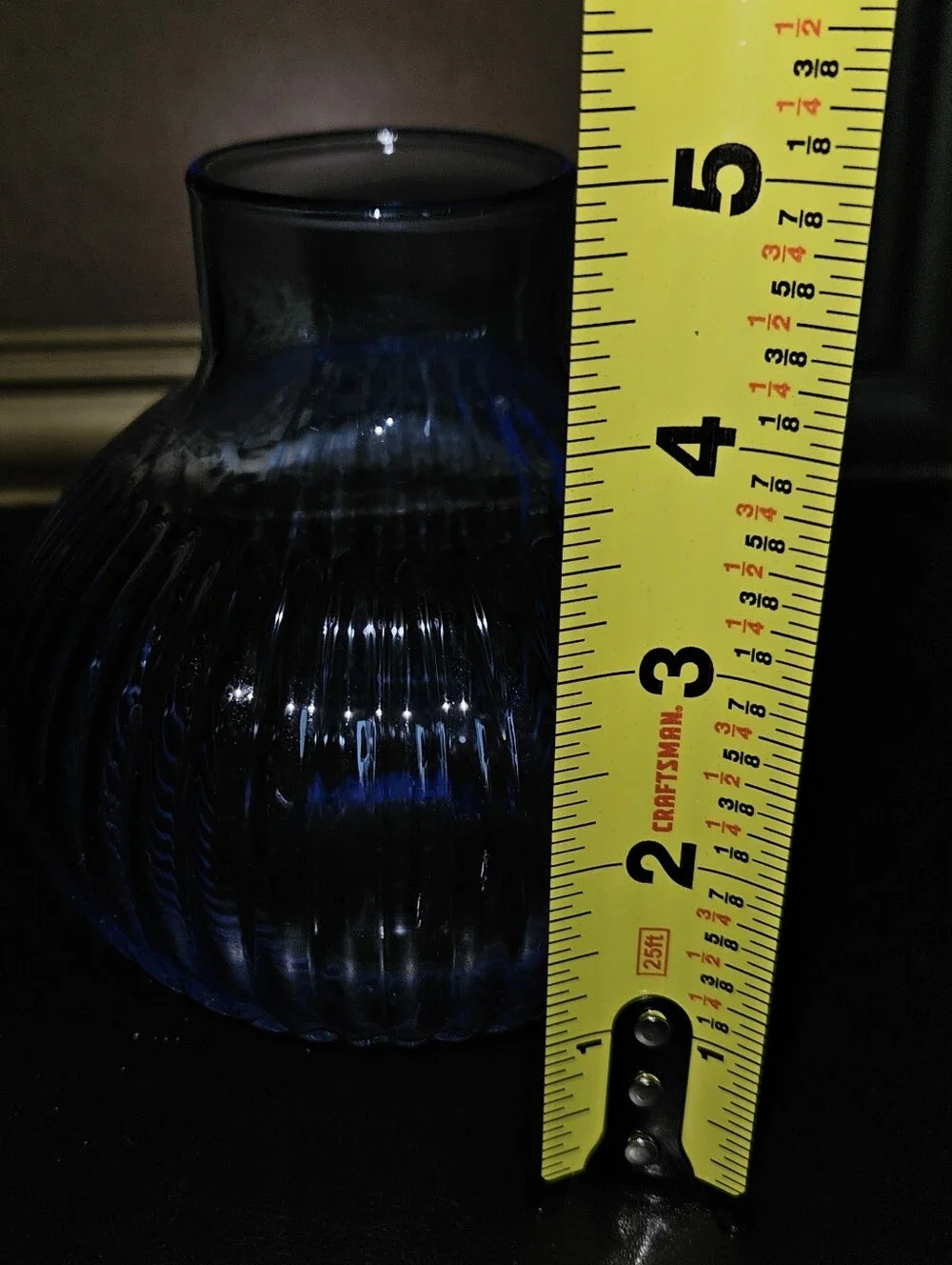 Room Essentials Blue Glass Ribbed Vase